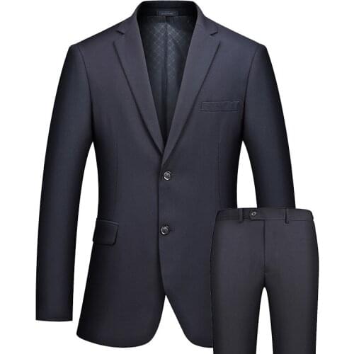 Mens Business Suits Slim Fit Two Buttons Quality Fashion Suits Casual Suits Set bridegroom Wedding Dress Suits Dark Blue FS-096