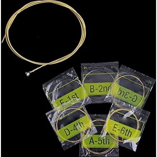 6pcs Guitar Strings Gold Plating Set Super Light for Classic Acoustic Guitar Accessory 0.012" 0.016" 0.024" 0.032" 0.042" 0.053"