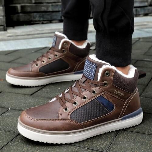 New Winter Mens Boots Thick Plush wool Warm Man Snow Boots Outdoor Waterproof Winter Sneakers Cashmere Keep Warm Ankle Boots