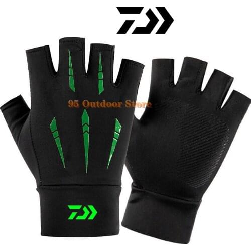 New Daiwa Gloves Quick Dry Half Finger Fishing Gloves Breathable Hunting Anti-Slip Outdoor Camping Cycling Sport Fishing Gloves