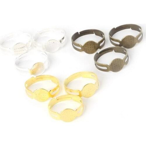 Wholesale 40Pcs/lot Open Ring Circle With Pad Adjusted Flat Ring Base 18mm Gold Silver Antique Bronze Plated For Jewelry Making