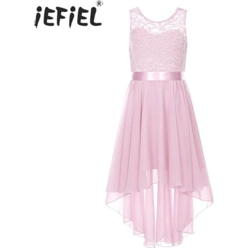 Teenage Girls Dress Summer Childrens Clothing Party Elegant Princess Chiffon Tulle Kids Girls Lace Bridesmaid Wedding Dresses