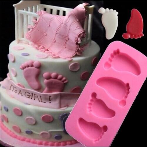 3D Baby Feet Silicone Mold Chocolate Fondant Cake Decorating Baking Paste Mold