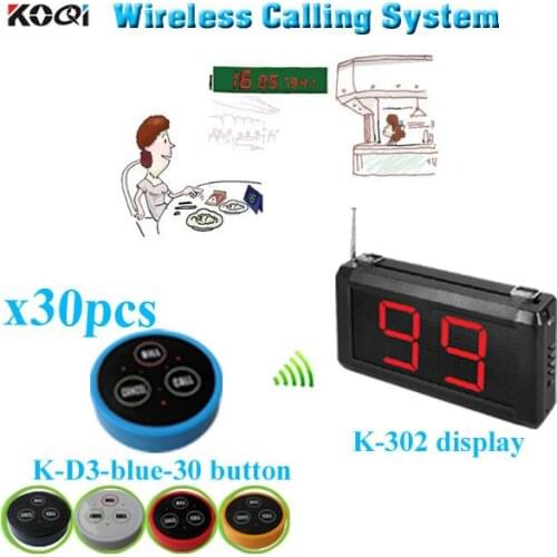 Table Call System for Restaurant Top Popular Waiter Customers Device (1 display+30 table bell button)