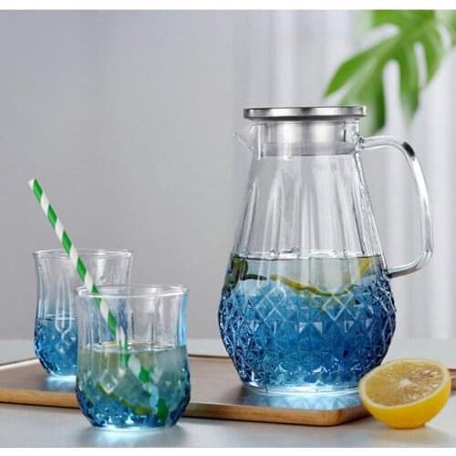 Glass Pitcher Water Pot Heat Resisting Water Jug Kettle Stainless Steel Lid For Boiling Water Tea Fruit Juice Glass Jug Pot Gift