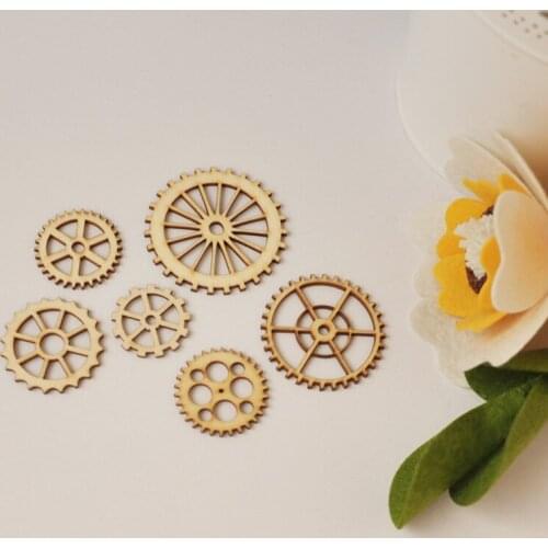 TREACHI 72 Pieces/lot Gear Style Wood Craft Great Gifts For Wedding & Home Decor Creative Gift Thick Plywood Natual Color