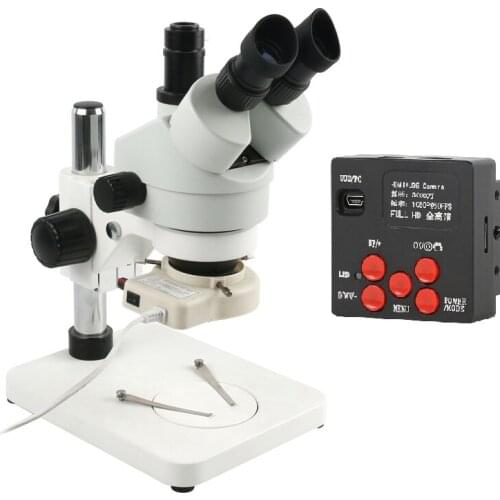 Simul-focal Zoom 7-45X Trinocular Stereo Microscope HD 30MP 1080P HDMI Digital Soldering Camera 56LED Light Phone Repair Tool