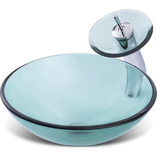 Art Above Counter Basin Bathroom set tempered glass wash basin bathroom wash basin round glass art Washbasin
