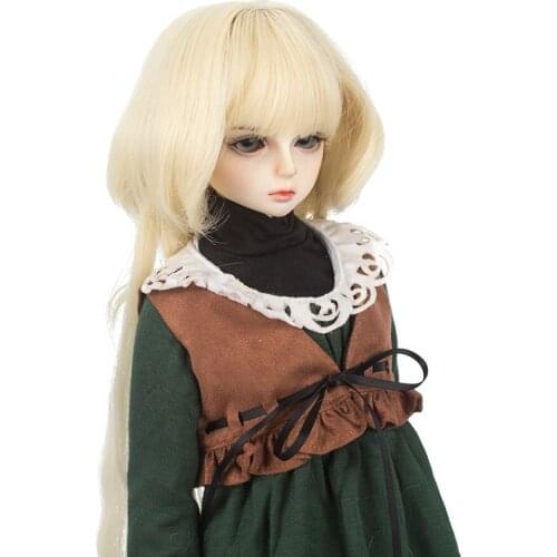 Muziwig BJD Doll Wigs high temperature fiber Wire Long Wave Blonde Hair for bjd doll