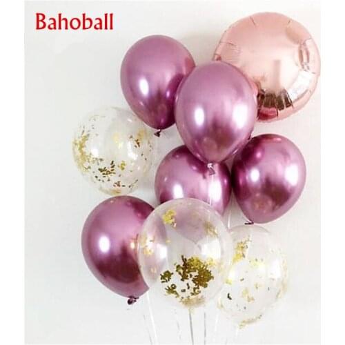 11pcs 12inch Latex Chrome Metallic Balloons Confetti Balloon 18" Rose Gold Foil Balloon Birthday Party Decorations Kids Supplies