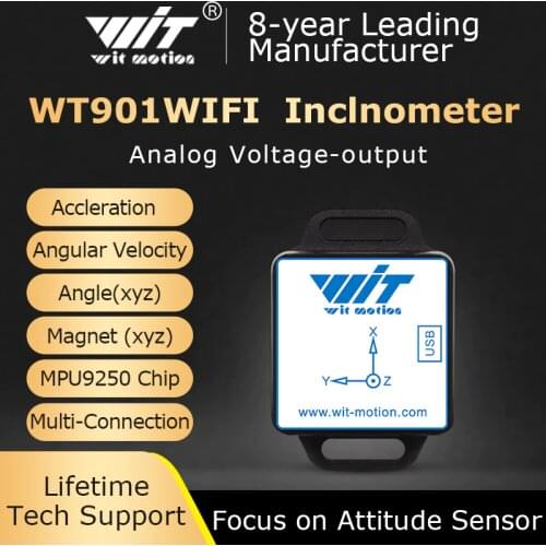 WitMotion WT901WIFI MPU9250 9-axis Wireless Inclinometer Accelerometer, 3-axis Angular Velocity+Acceleration+Angle+Magnet Field