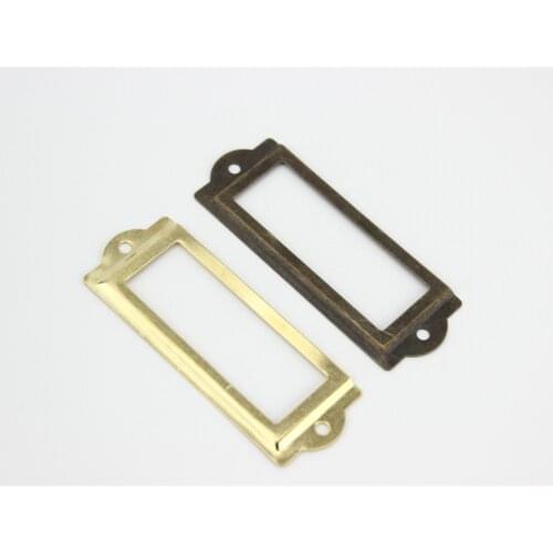 Lock 83*30MM Bronze Decorative box name card Frame Label holder rack price Card tag Holder Antique Tin shelf metal label frame