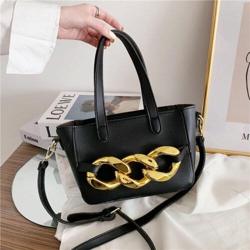 Luxury Handbags For Women Gold Thick Chain Tote Bags Leather Crossbody Shoulder Bag Women Bucket Bag Brand Clutch