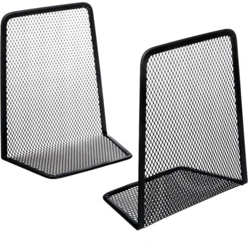 1 Pair Metal Mesh Desk Organizer Desktop Office Home Bookends Book Holder Black