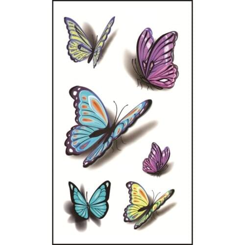1PC DIY 3D Tattoo Sticker Temporary Removable Waterproof Vivid Long Lasting Water Transfer Butterfly Charming Body Art Stickers