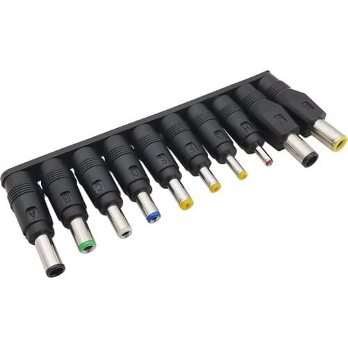 10pcs/set Universal Notebook Laptop Charging DC Power Plug Jack Adapter 5.5 x 2.1mm Female to DC Male Interface Conversion Head