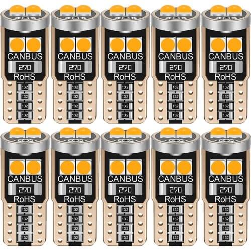 10Pcs T10 W5W 3D Lamp Bead Chip LED Wedge Licence Plate Lights WY5W Turn Side Lamp Car Reading Dome Light Auto Parking Bulb 12V