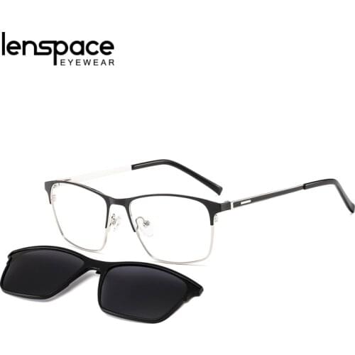 2 In 1 eyeglasses magnetic clip on sunglasses Magnet Polarized Clip On Glasses Frame Men Optical Myopia Prescription Eye glasses