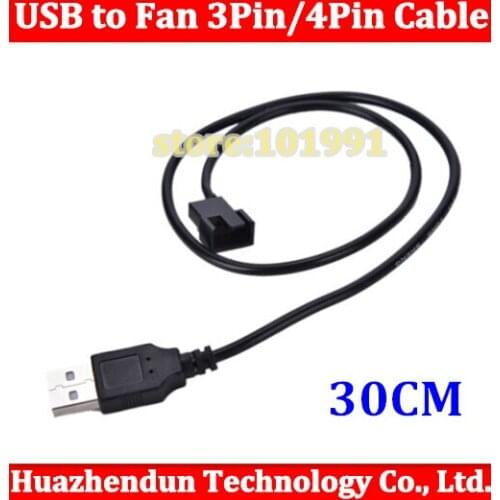 100pcs 30CM USB A male to Fan 3-Pin 3pin /4-Pin 4pin Adapter Cable for 5V Free shipping