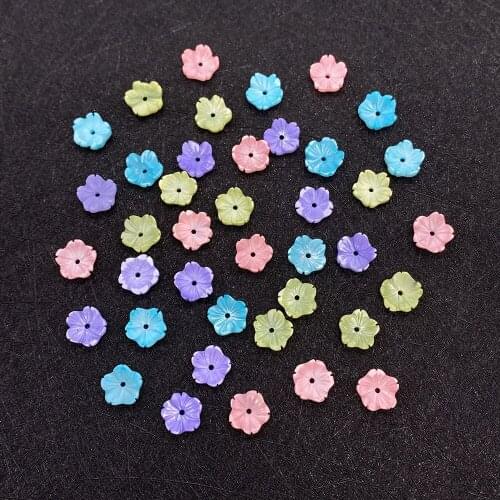 3pcs/bag Natural Mother-of-pearl Dyed Flower Loose Beads Spacer Beads Purple Blue Jewelry Making DIY Hairpin Earring Accessories