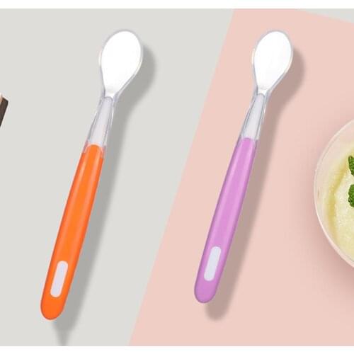 4Pcs/Set Infant Baby Silicone Soft Head Food Feeding Spoon Training Tableware