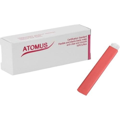 50pcs Eyebrow Blades Microblading Eye Brow Tattoo Needles Eyebrow Embroidery Makeup Tools Red