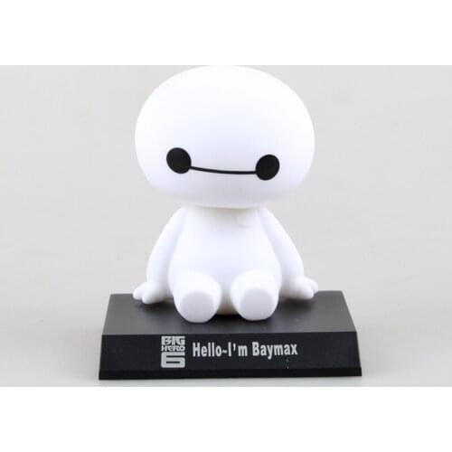 Anime Big Hero 6 Baymax Toy Model Dolls PVC 12cm Lovely Cute Automobile Head Shaking Action Figure GIFT Desk Garage Kits