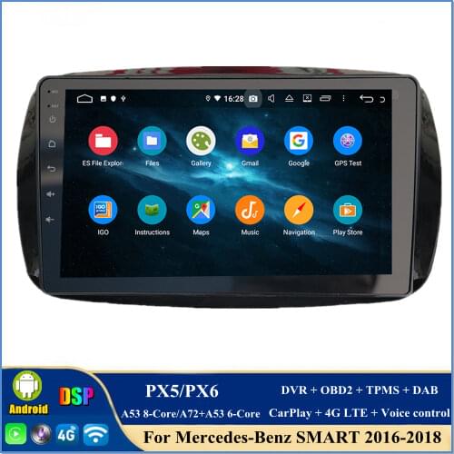 4gb+128gb DSP 9" Android 10 Car Radio DVD GPS Bluetooth 5.0 WIFI for Mercedes-Benz SMART 2016-2018 Multimedia Player