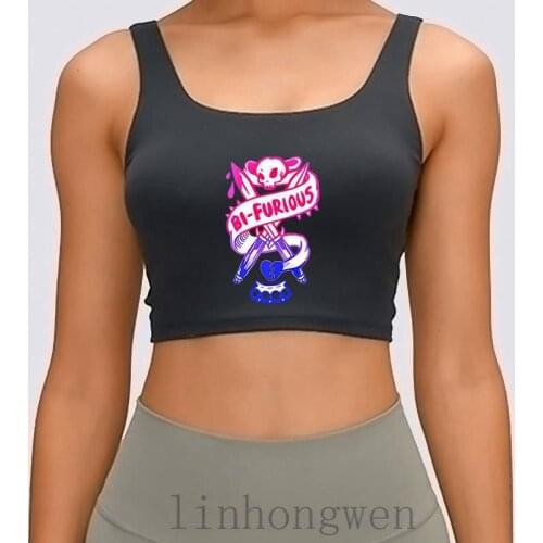 Bi Furious Bisexual Rainbow Cute Gay Pride Women Tank Top Outfit Round Neck Pattern Women Tank Top For Summer Fit Building