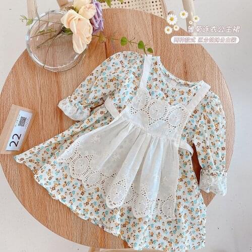 Female Baby Floral Dress 2021 Spring New Western Style Girl Princess Suit Ha Skirt Girls Clothes Vestidos Toddler Vestido Robes