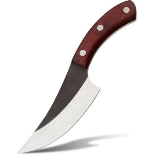 Damask Full Tang 5.5 inch Boning Knife Handmade Forged Serbian Chef Knife with Leather Sheath Camping Butcher Kitchen Chef Knife