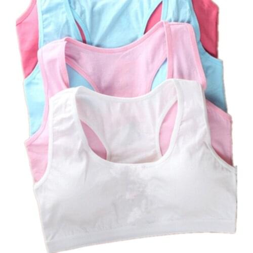 Cotton Baby Girls Bras Solid Color Young Girls Underwear For Sport Wireless Small Training Puberty Bras Undergarment Clothes