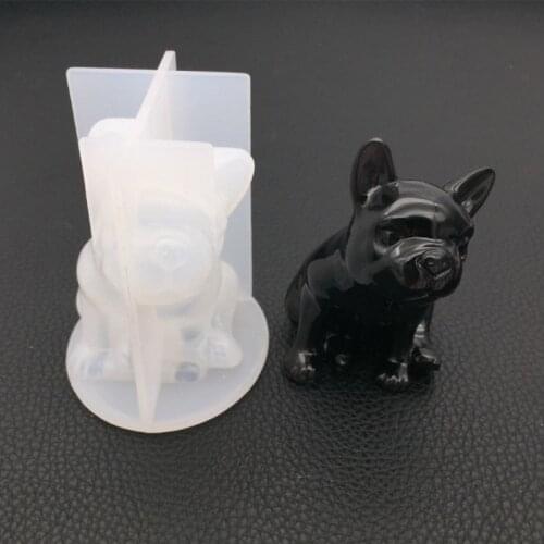 Crystal Epoxy Resin Mold 3D French Bulldog Silicone Mould DIY Crafts Ornaments Car Decorations Casting Tool
