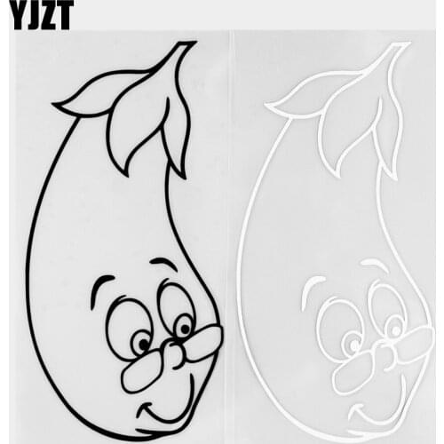 YJZT 8.1×16.5CM Interesting Eggplant Vegetable Vinyl Decals Cool Body Styling Cartoon Car Stickers Black / Silver 20B-0317