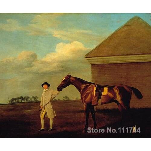Animal paintings horse Firetail and Trainer on Newmarket Heath George Stubbs art High quality Hand painted
