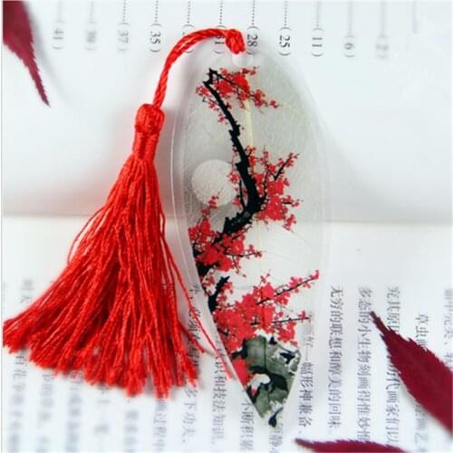 1PC Cute Classical Elegance Creative tassel Bookmark Chinese wind natural Collectibles leaves vein Bookmarks Creative Stationery