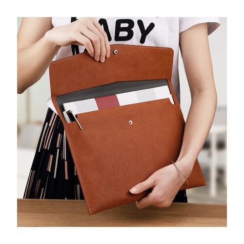 Korean Fashion A4 Document Bag Waterproof Faux Leather File Bag
