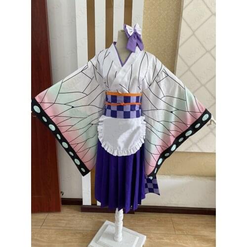 Anime Demon Slayer:Kimetsu no Yaiba Kochou Shinobu maid outfit lolita dress Cosplay Costume customized