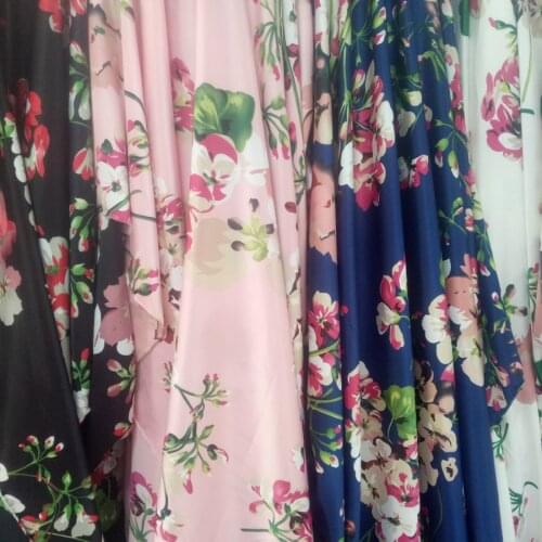Matte Satin Decoration Fabric Floral Print craft Dress Cosplay material Polyester Silky Sateen sewing Fabric fashion