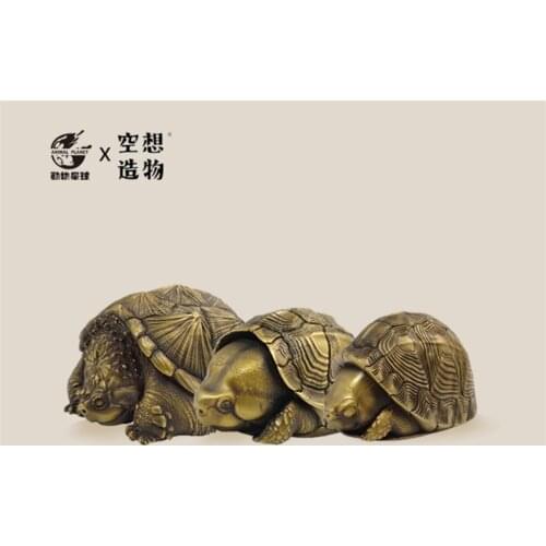 Copper Turtle Model Chelydra Osceola Chinemys Animal Figure Collector Decor Gift Crafts Souvenirs Decoration Vehicle Simulation
