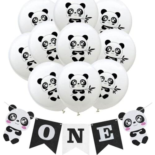 Cartoon Panda Latex Balloons Happy Birthday Party Decoration Banner Cupcake Topper Kids First Birthday Party Baby Shower Party