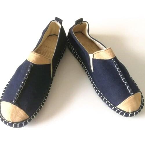 QPFJQD Male Shallow Mouth Linen Cloth Breathable Espadrilles Flats Solid Moccasins Hemp Men Flats Bottom Non-Slip Leisure Shoes