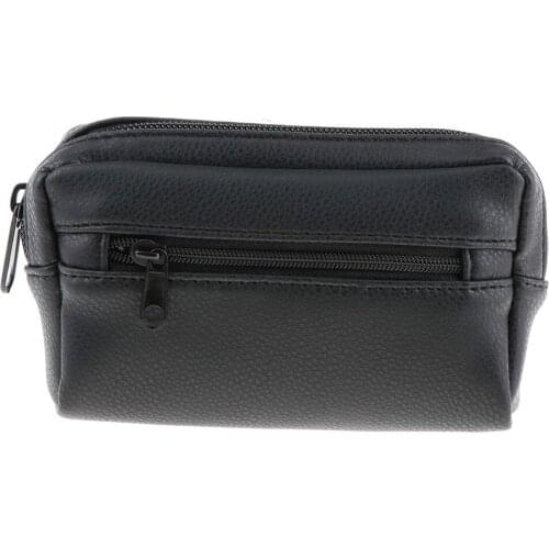 Genuine Leather Soft Tobacco Pouch Pocket Moisture Proof Easy To Clean Black