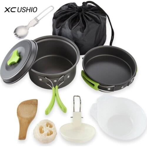 Aluminum Alloy Camping Cookware Set Camping Tableware Set Cooking Pot Frying Pan Accessories for Camping Hiking Pinic Hunting