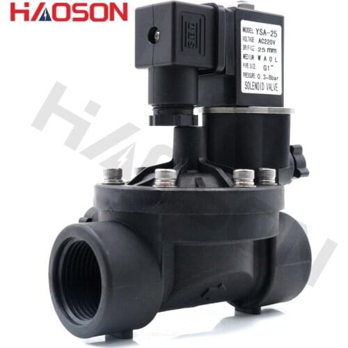 Normally closed/open 220V valve, 2 way pilot operated plastic solenoid valve, water valve with manual switch and flow adjustment