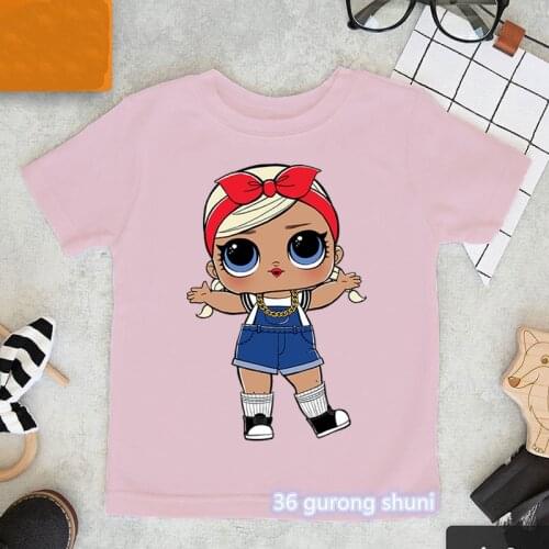 Novelty design girls t-shirt cute dancing girl graphic print kids tshirt summer girls shirt highquality girl pink tops wholesale