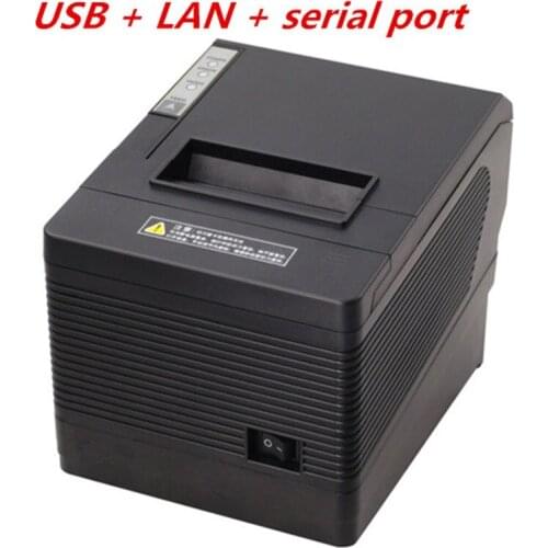 NEW 80mm receipt POS printer Automatic cutter bill Thermal printer USB Ethernet Serial Three ports are integrated in one printer