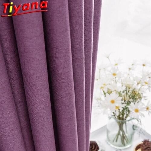 Solid Linen Curtains For Living Room Purple/LakeBlue/Grey Blackout Window Drapes for Bedroom Customized*VT
