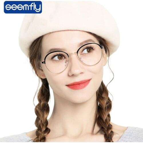 Seemfly Titanium Alloy Flat Mirror Eyeglasses Frames Black Half Frame Classic Glasses Optical Lenes Spectacle Goggles Women Men