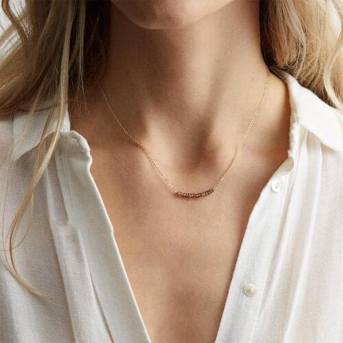 Red Crystal Beads Choker Necklace Women Multi-layered Stainless Steel Necklace for Women Minimalist Pendant Necklace